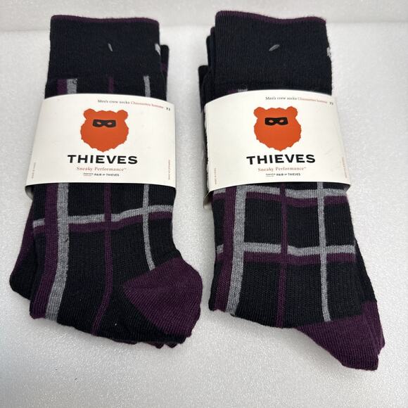 2 packs of 3 (6 pairs) Thieves Men's Crew Socks-Patterned - Size‎ 6-12 Stylish - Picture 1 of 4